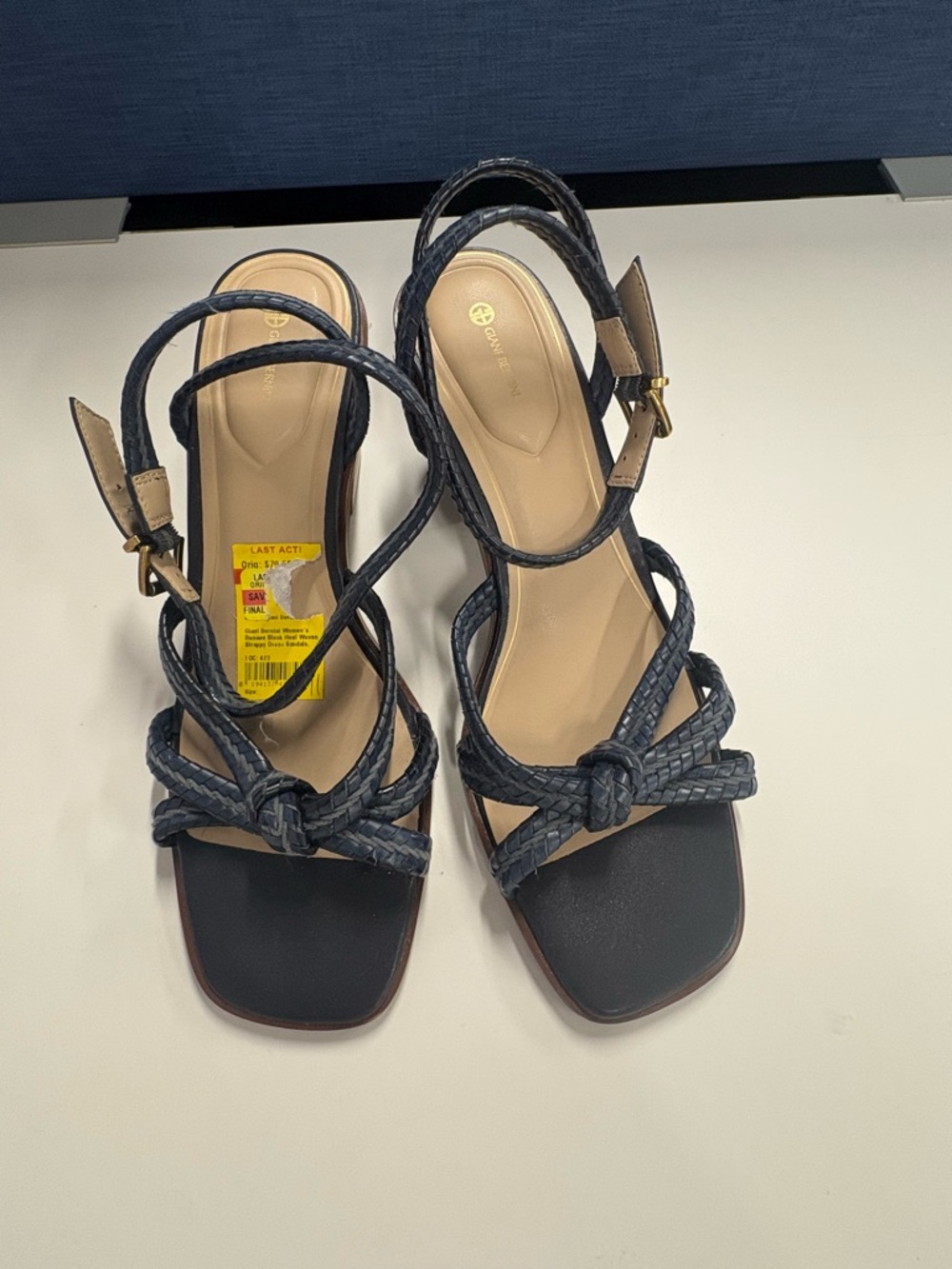 Giani Bernini Navy Braided Knot Slingback Block Heels